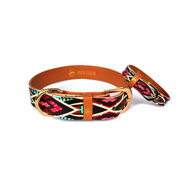 ARGUS collar and bracelet set in vibrant boho design, perfect for dogs and stylish gifts.