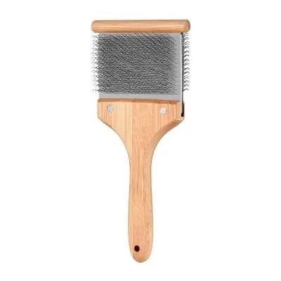 ARTERO BELLA dual-sided grooming brush with flexible head, eco-friendly bamboo handle for pets.