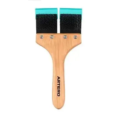 ARTERO NALA double-sided slicker brush with flexible head for deep grooming and undercoat removal.