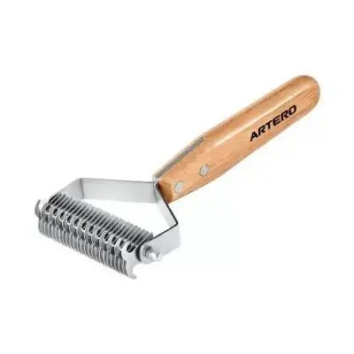 ARTERO YAKO Double Extreme Coat brush with bamboo handle for removing undercoat and tangles.
