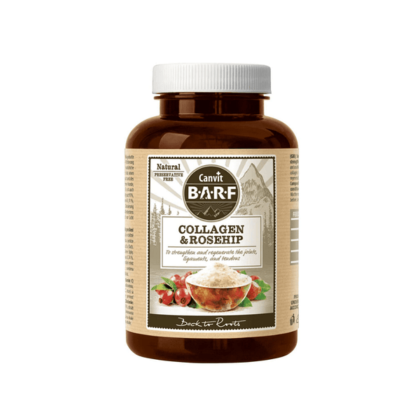 CANVIT Collagen and Rosehip supplement for joint health, 140g, promoting collagen synthesis and regeneration.