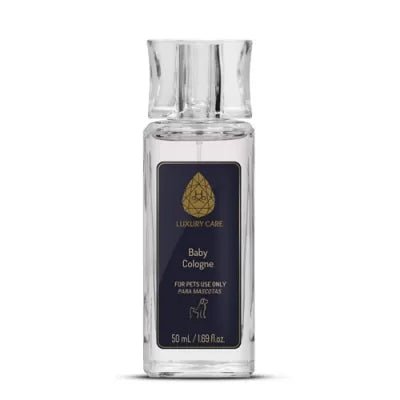 Luxury Care Baby Cologne bottle for pets, 50 ml, features a gentle baby powder scent.