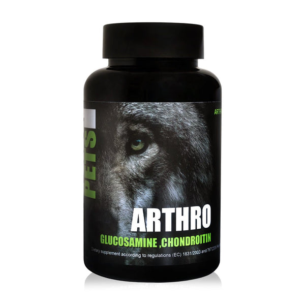 MEGA PETS Arthro supplement for joint health in pets, containing glucosamine and chondroitin.