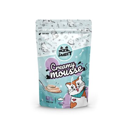 Mr. Bandit Creamy Mousse Tuna cat treat, creamy texture in a 60g pouch, enticing flavor for picky cats.