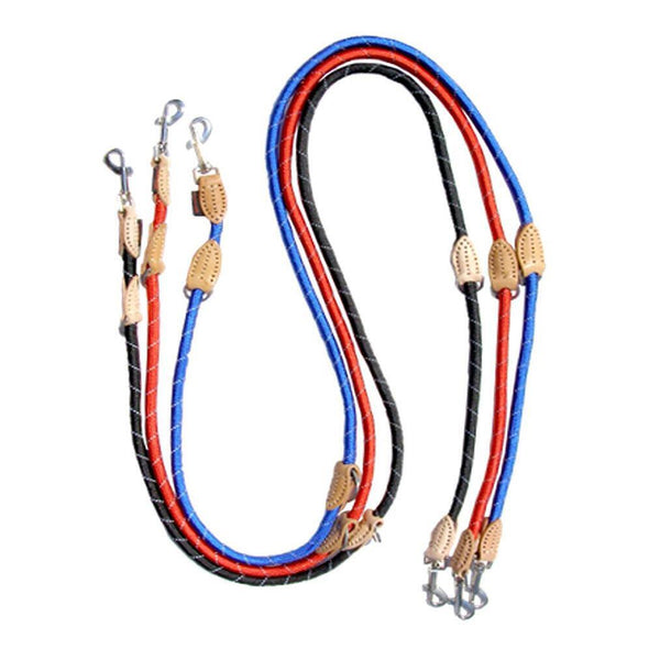 Мултифункционален повод за кучета с три цвета, идеален за разходки и контрол на две или три кучета.