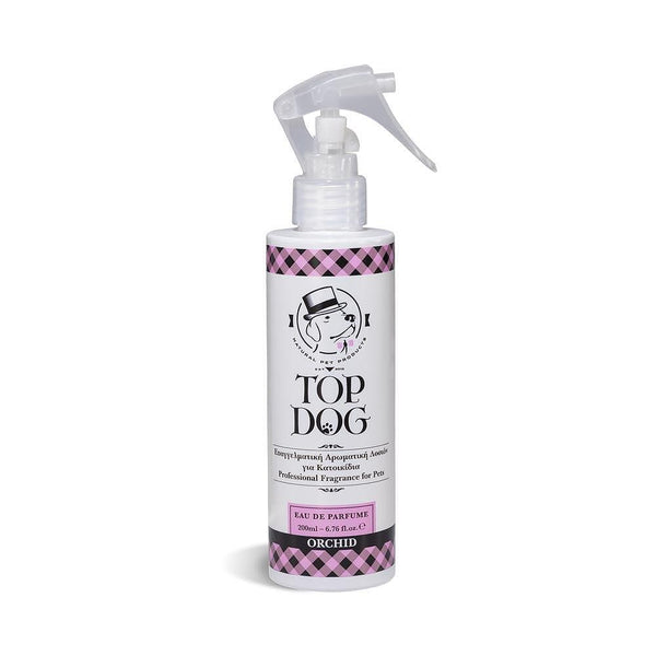 Professional Orchid perfume spray for dogs, 200 ml, hypoallergenic, long-lasting fragrance, no parabens or alcohol.